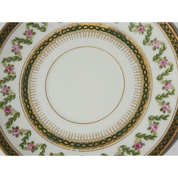 Goa France Che Field Haviland Limoges Cup with Saucer Rose Garland Green Gold - Picture 6 of 14